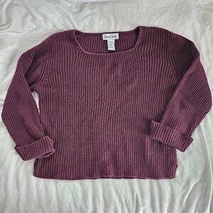 Ribbed Knit Burgundy Sweater